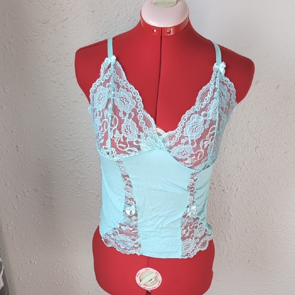 Velvet Kitten - Blue Chemise with Lace